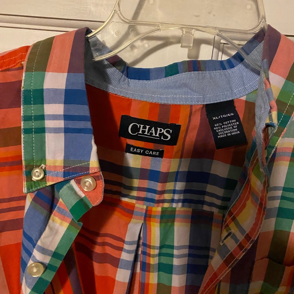 Chaps Men's short Sleeve Multicolor Plaid Shirt